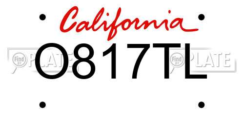 O817TL California License Plate