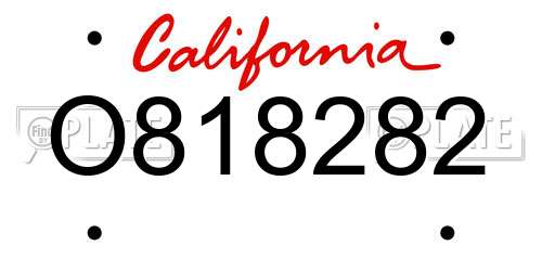 O818282 California License Plate