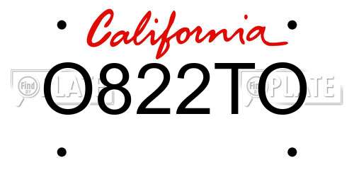 O822TO California License Plate