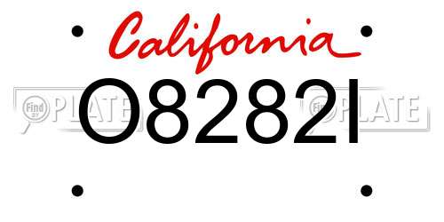 O8282I California License Plate
