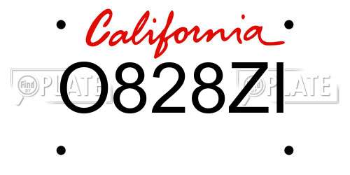 O828ZI California License Plate
