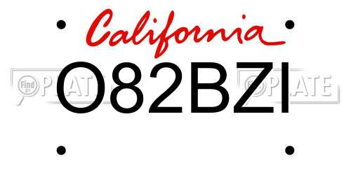 O82BZI California License Plate