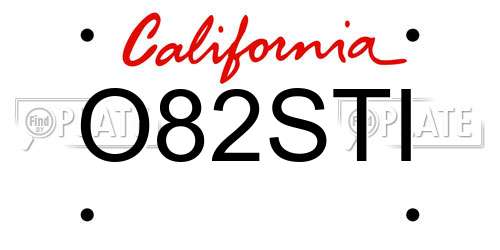 O82STI California License Plate