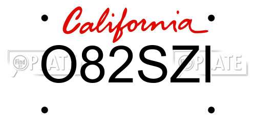 O82SZI California License Plate
