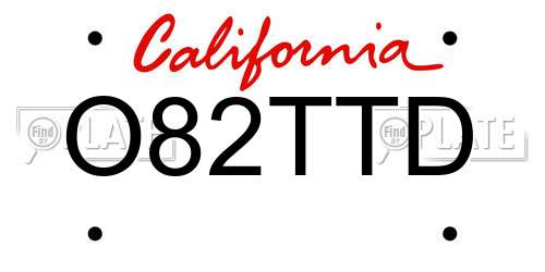 O82TTD California License Plate