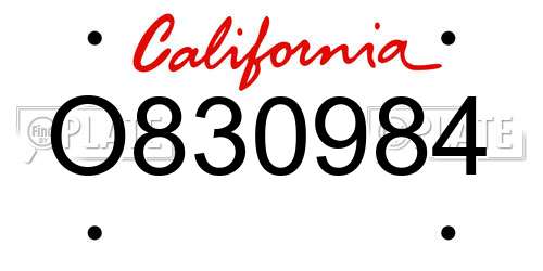 O830984 California License Plate