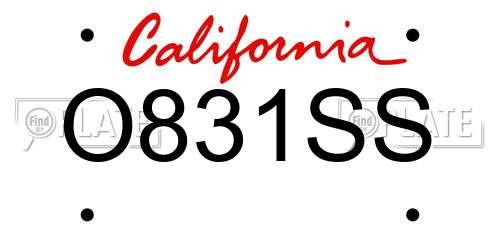 O831SS California License Plate