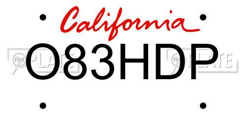 O83HDP California License Plate