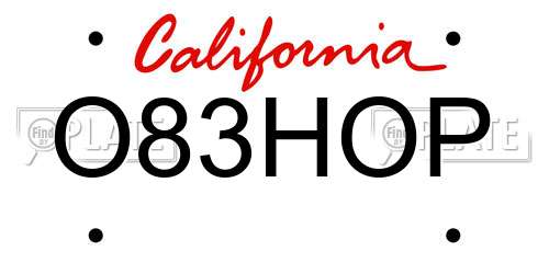 O83HOP California License Plate