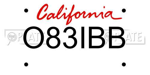 O83IBB California License Plate