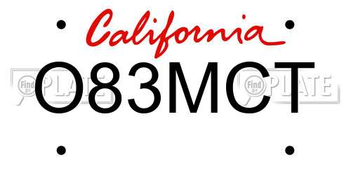 O83MCT California License Plate