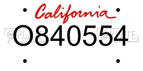 O840554 California License Plate