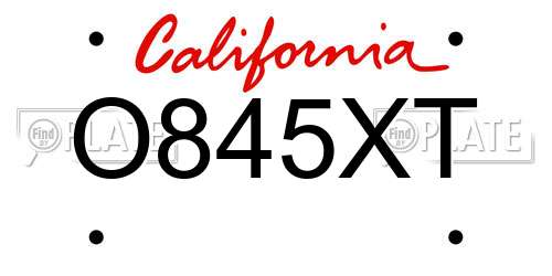 O845XT California License Plate