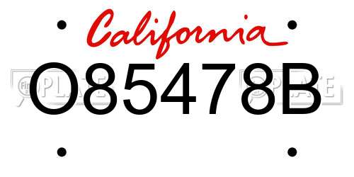 O85478B California License Plate