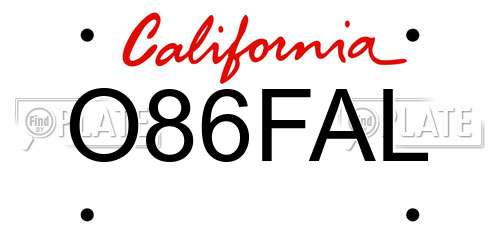 O86FAL California License Plate