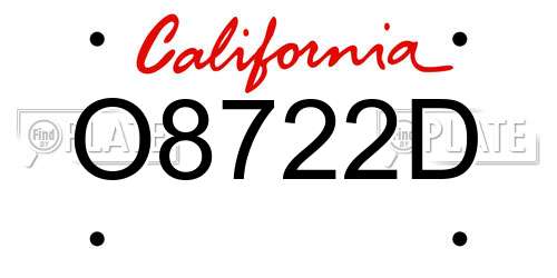 O8722D California License Plate