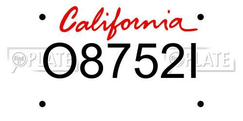 O8752I California License Plate