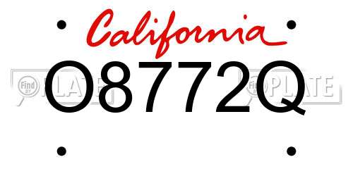 O8772Q California License Plate