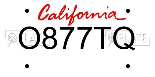 O877TQ California License Plate