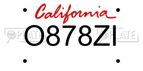 O878ZI California License Plate
