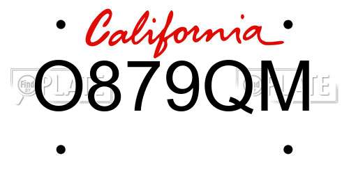 O879QM California License Plate