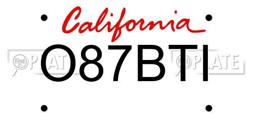 O87BTI California License Plate