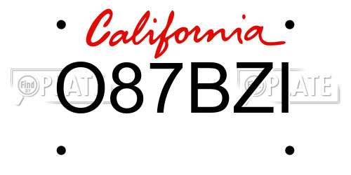 O87BZI California License Plate