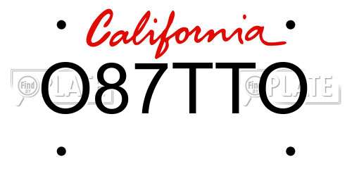 O87TTO California License Plate