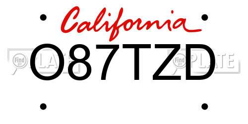 O87TZD California License Plate