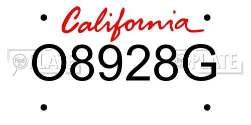 O8928G California License Plate