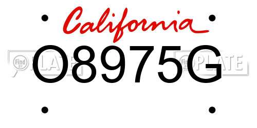 O8975G California License Plate