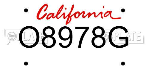 O8978G California License Plate