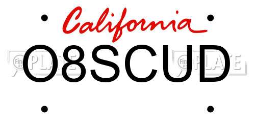 O8SCUD California License Plate