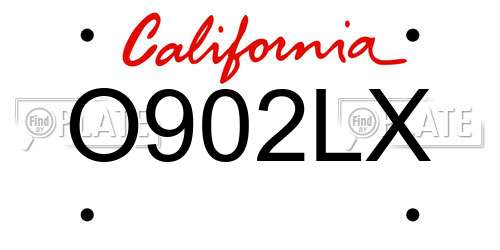 O902LX California License Plate
