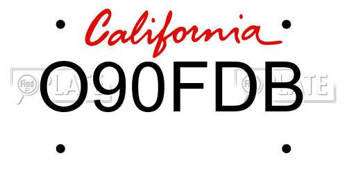 O90FDB California License Plate