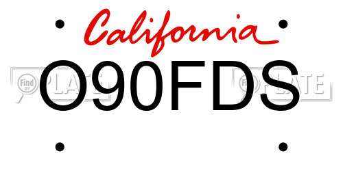 O90FDS California License Plate
