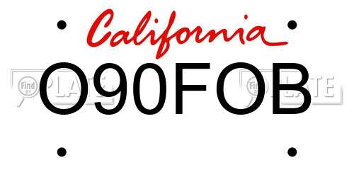 O90FOB California License Plate