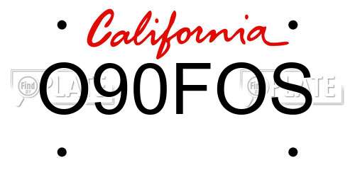 O90FOS California License Plate
