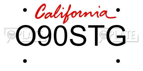 O90STG California License Plate