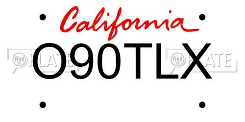 O90TLX California License Plate