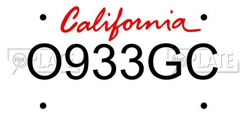 O933GC California License Plate
