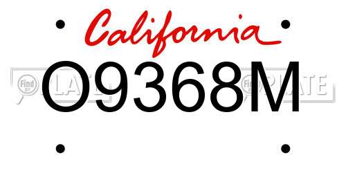 O9368M California License Plate