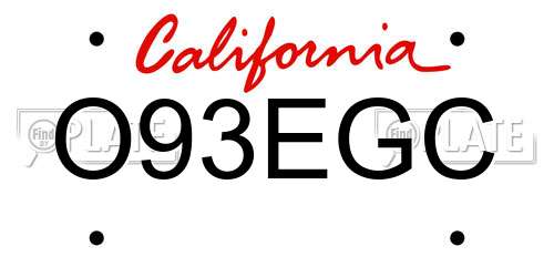 O93EGC California License Plate