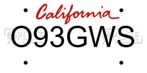 O93GWS California License Plate