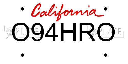 O94HRO California License Plate