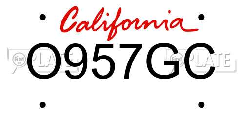 O957GC California License Plate