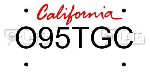O95TGC California License Plate