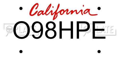 O98HPE California License Plate