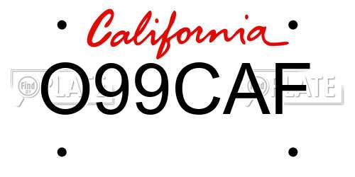 O99CAF California License Plate
