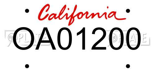 OA01200 California License Plate